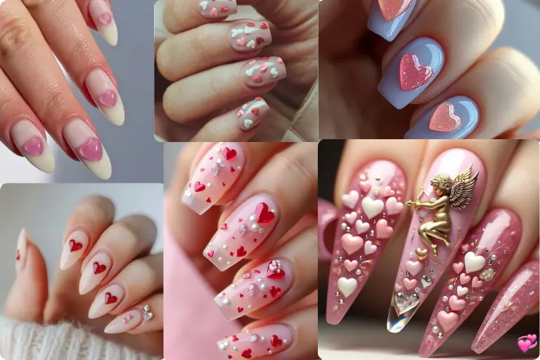 3D heart nail art