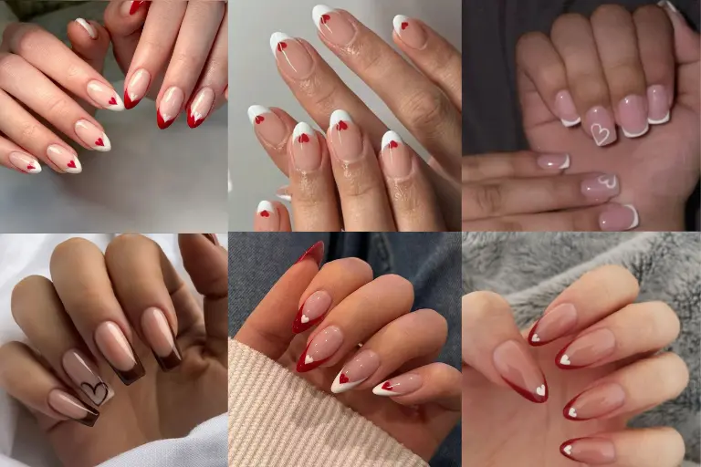 Easy French tip hearts