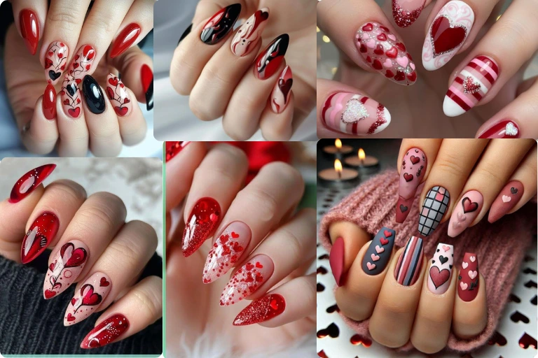 Graphic Valentine nails